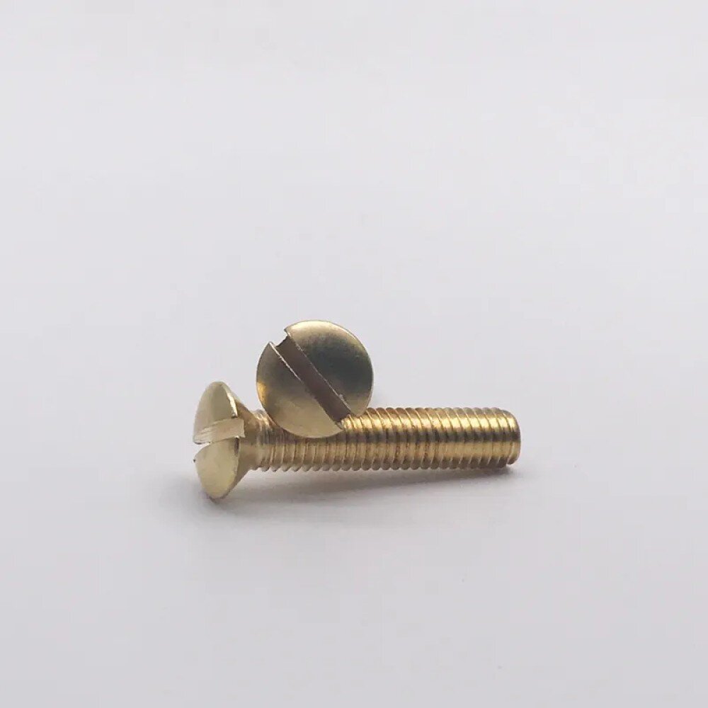 Set of 3 Brass Slotted Machine Screws with Half Round Head and Teeth,
